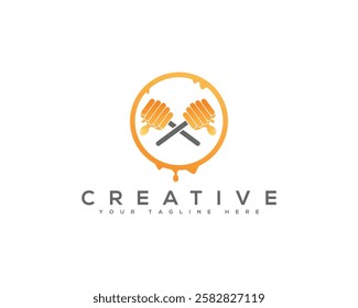 Vibrant Design Featuring Honeycomb Patterns and Bee, Perfect Logo for Brands Focused on Honey Bee and Bee Hive. Honey Bee Creative Brand Identity Logo Design.