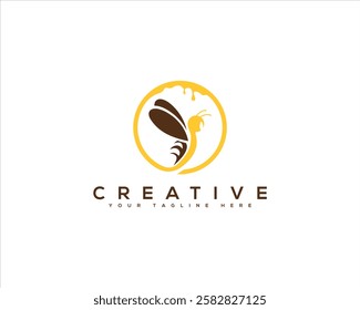 Vibrant Design Featuring Honeycomb Patterns and Bee, Perfect Logo for Brands Focused on Honey Bee and Bee Hive. Honey Bee Creative Brand Identity Logo Design.