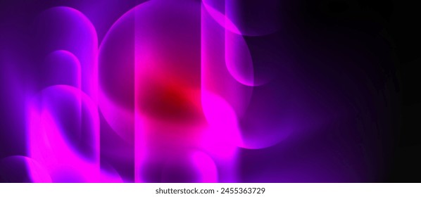 A vibrant design featuring a purple background with a striking red circle in the center, blending shades of magenta and violet. The bold electric blue font adds a modern touch to the artistic pattern