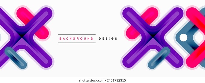 Un diseño vibrante con una x púrpura, pestañas rosas y un patrón de rectángulo azul eléctrico sobre un fondo blanco
