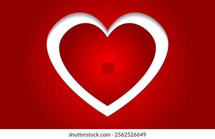 A vibrant design featuring a white heart outline centered on a rich red background, symbolizing love, passion, and romance. Ideal for visual projects conveying affection, warmth, or Valentine's themes