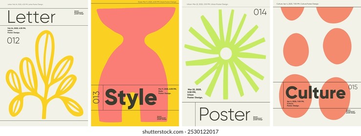 Afiche de diseño vibrante con Elementos dinámicos inspirados en el movimiento. Adecuado para Anuncios retro, portadas de festivales y medios minimalistas con estilo brutalista.