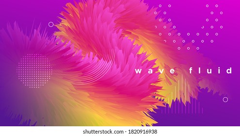 Vibrant Design. Wave Dynamic Movement. Gradient Background. Vector Trendy Vibrant Design. Creative 3d Shape. Abstract Cover. Fluid Liquid Modern Pattern. Vibrant Design. Neon Colorful Poster.