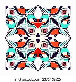 Vibrant and detailed art deco pattern displayed on a white background. The pattern showcases intricate artistry and reflects the art nouveau style.