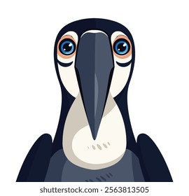 A vibrant, detailed close-up illustration of a toucan's face, showcasing its distinctive large beak and expressive eyes, perfect for wildlife and tropical themes