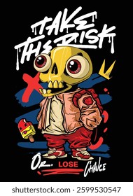 A vibrant and detailed graffiti-style illustration featuring a cool street art character wearing a snapback, hoodie, and sunglasses. The bold colors and urban aesthetic make this vector artwork
