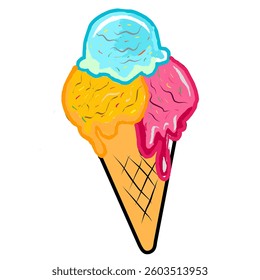 A vibrant and detailed vector artwork featuring a delicious ice cream design. This high-quality file is perfect for food-related projects, advertisements, menus, packaging, and more