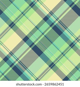 Patrón de cuadros diagonales vibrantes en tonos verdes pastel y amarillo cremoso.  Perfecto para el diseño textil, la moda, el embalaje o los fondos de Sitio web.