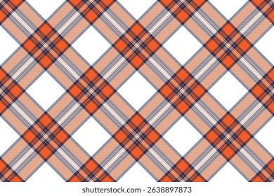 Vibrant diagonal plaid pattern in peach, orange, and white.  Perfect for textile design, fashion, home decor, or website backgrounds.  This cheerful, modern design evokes feelings of warmth and style.