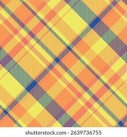 Vibrant diagonal plaid pattern in sunny yellow and orange hues.  Ideal for textile design, web backgrounds, or fashion projects. This cheerful, geometric design evokes feelings of warmth and energy.