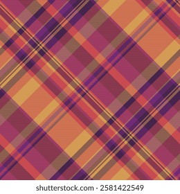 Vibrant diagonal plaid pattern in warm autumnal tones. Perfect for textile design, fashion, and website backgrounds.  A stylish and versatile image showcasing rich textures and colors.