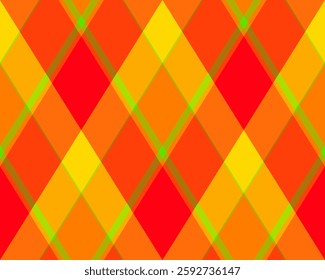 Vibrant diagonal plaid pattern in warm, energetic hues.  Perfect for backgrounds, textiles, or branding. This bold geometric design evokes feelings of warmth, energy, and optimism.