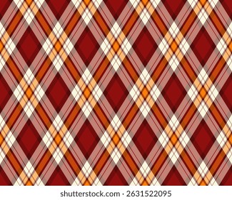Vibrant diagonal plaid pattern in warm autumnal hues.  Perfect for fallthemed designs, textiles, or backgrounds.