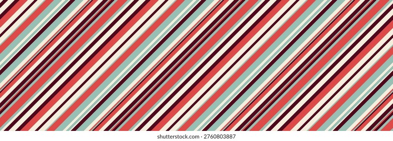 Vibrant diagonal stripes in coral, cream, teal, and dark brown create a dynamic, retroinspired pattern. Perfect for textiles, website backgrounds, or any project needing a bold, energetic design.