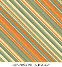 Vibrant diagonal stripes in muted orange, sage green, and cream create a dynamic, retroinspired pattern.