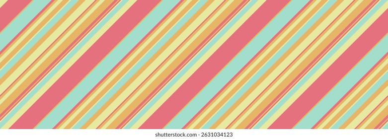 Vibrant diagonal stripes in pastel pink, yellow, and teal create a cheerful, retroinspired pattern.  Perfect for backgrounds, textiles, or playful designs needing a touch of vintage charm and energy.