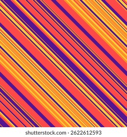Vibrant diagonal stripes in sunset hues create a dynamic, energetic pattern.  Perfect for backgrounds, textiles, or web design, this bold graphic offers a modern, playful aesthetic.