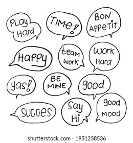 Vibrant dialogues expressive speech bubble vector set. Featuring dynamic hand-drawn lettering, these speech bubbles are perfect for adding a playful and engaging element to your projects vibes