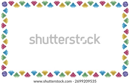 Vibrant Diamond Gemstone Frame for Celebratory Announcements Colorful Gem Border Announcement Diamond Jewel Background Decorative Empty Space