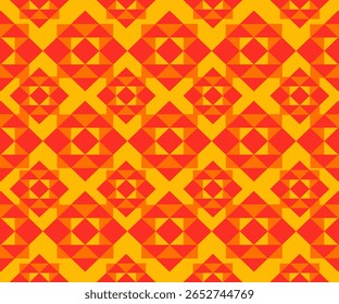 Un vibrante patrón tribal en forma de diamante en tonos amarillo-naranja. Perfecto para textiles, embalaje y decoración.
