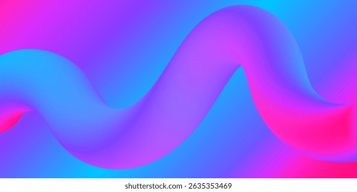 Vibrant digital abstract artwork featuring a bending wave in gradient shades of pinks and blues eps10