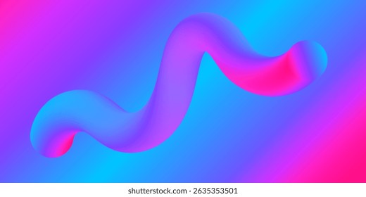 Vibrant digital abstract artwork featuring a bending wave in gradient shades of pinks and blues 