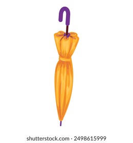 Vibrant digital artwork of a classic closed yellow umbrella with a purple handle