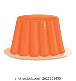 Vibrant digital artwork featuring orange jelly dessert on a simple dish, isolated on white