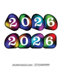 “Colorida y vibrante obra de arte digital que muestra los números '2026' en una fuente juguetona y creativa. Los números están dispuestos en dos filas, con cada número colocado en una forma lisa, redondeada y multicolor. Las Formas se mezclan en un espectro de tonos brillantes que incluyen azul, púrpura, verde y naranja. El fondo es blanco, destacando los números en negrita y los patrones coloridos. El diseño general le da una sensación viva y moderna, perfecta para transmitir un tema festivo o centrado en el futuro ".

