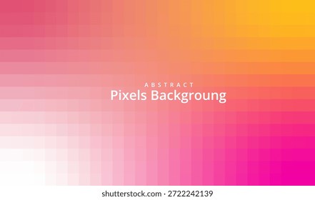 Fundo digital vibrante com um gradiente de pixelização brilhante em transição suave em tons de rosa e laranja.
