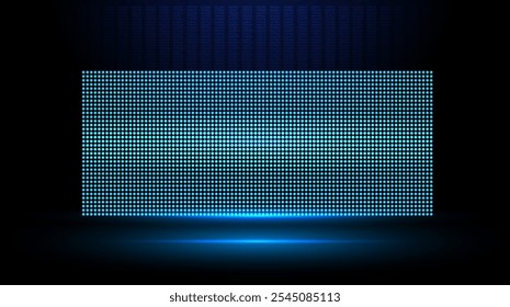 A vibrant digital display panel showcasing blue and cyan lights in a dark environment, perfect for modern technology backdrops.