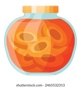 Vibrant digital drawing of a glass jar filled with peach preserves