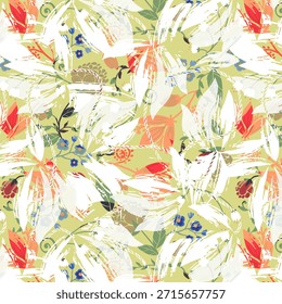 Diseño abstracto vibrante de la flor digital con los pétalos que fluyen, colores modernos, composición inconsútil, ideal para la impresión de la tela, textiles de la moda, Fondos de pantalla, decoración casera, proyectos comerciales creativos, marca