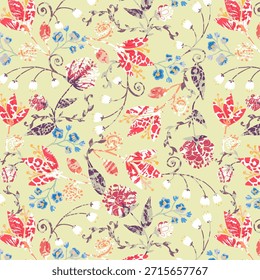 Vibrant digital flower abstract design with flowing petals, modern colors, seamless composition, ideal for fabric printing, fashion textiles, wallpapers, home decor, creative commercial projects, branding
