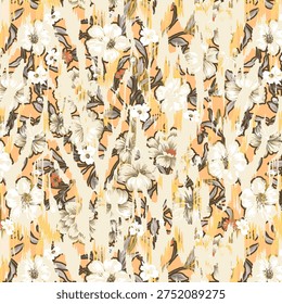 Vibrant digital flower abstract design with flowing petals, soft gradients, and modern artistic style. Perfect for fabric printing, fashion textiles, home decor, wallpapers, and creative surface patterns.