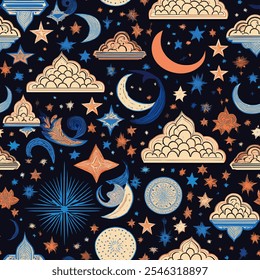 Design de motivo geométrico digital vibrante em repetição de vetor de padrão para moda, capas têxteis, embrulho de presente e papel de parede.
