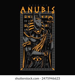 A vibrant digital illustration of the ancient Egyptian god Anubis, associated with mummification and the afterlife