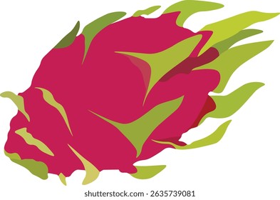 Vibrant digital illustration of dragon fruit, showcasing its bold pink skin and speckled white flesh. Perfect for tropical themes, food design, and health-focused projects.
