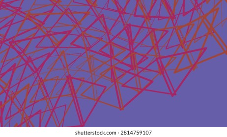 A vibrant digital illustration featuring a deep purple background layered with a dynamic intersecting mesh grid made of bright pink triangles. The design is bold modern and visually compelling.