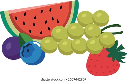 A vibrant digital illustration featuring a delightful mix of fruits .