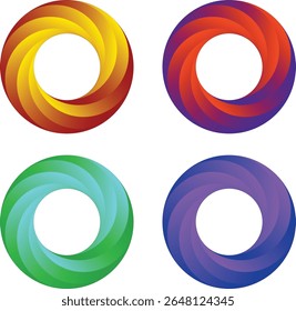 Uma ilustração digital vibrante de um anel giratório com um gradiente de amarelo dourado a laranja quente em um fundo branco, transmitindo movimento e profundidade.