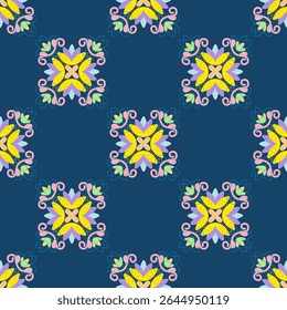 Vibrant digital pastel Rangoli pattern with a symmetrical artwork, geometric design reminiscent of Paint art.Festive backgrounds, cultural decorations, and celebrations.