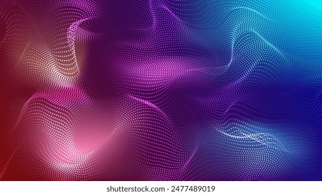 Vibrant digital wave pattern with gradient from pink to blue. Perfect for adding modern, dynamic touch to any project.