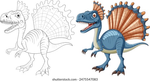 A vibrant dinosaur with detailed features