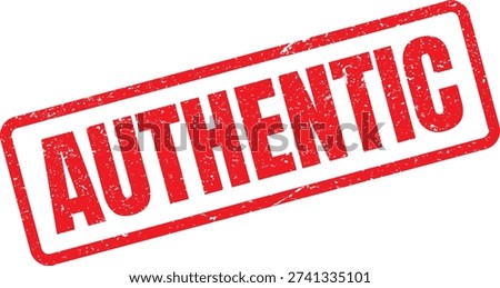 A vibrant, distressed red rubber stamp displaying the word "AUTHENTIC" in uppercase, symbolizing genuine quality and originality.