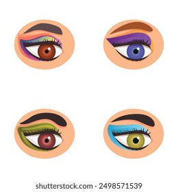 Vibrant and diverse collection of colorful cartoon eyes with unique and artistic illustrations in vector graphic design. Showcasing human expressions and individuality in shades of purple. Green
