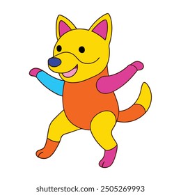 Vibrant Dog Dancing Icon, Fun Illustration