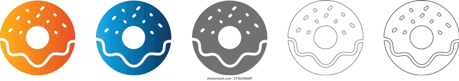 Un vibrante icono plano de rosquilla, parte de un conjunto de iconos de Vector consistente, aislado y disponible en negro sólido para diversas aplicaciones de diseño.