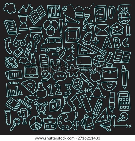 A vibrant doodle art collage showcasing a wide array of educational and learning elements