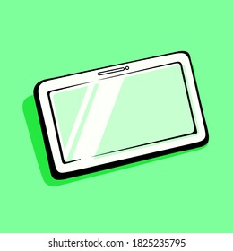 Vibrant doodle-style digital devices on a green background. Explore tablet templates and linear cartoon vectors. Perfect for tech-related visuals in presentations and web designs